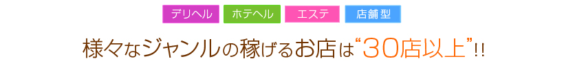 稼げるお店は30店以上！